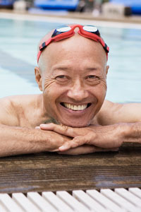 Senior citizen in the pool