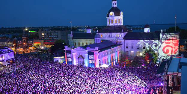 Example showing how lighting can be used to illuminate City Hall during The Tragically Hip concert, August 20, 2016